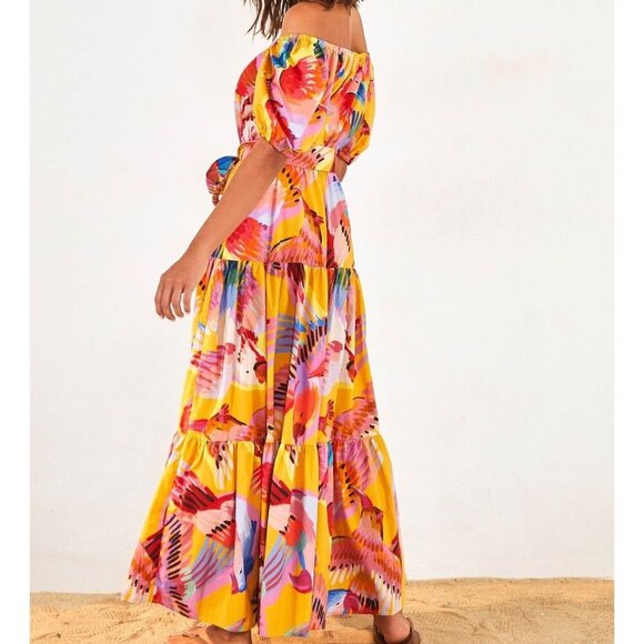 FARM Rio Multicolor Off-Shoulder Maxi Dress - Picture 3 of 16